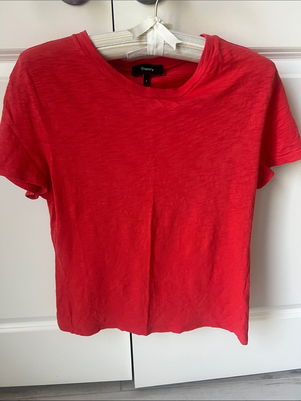Theory Tomato Red Short Sleeve Crewneck Tee